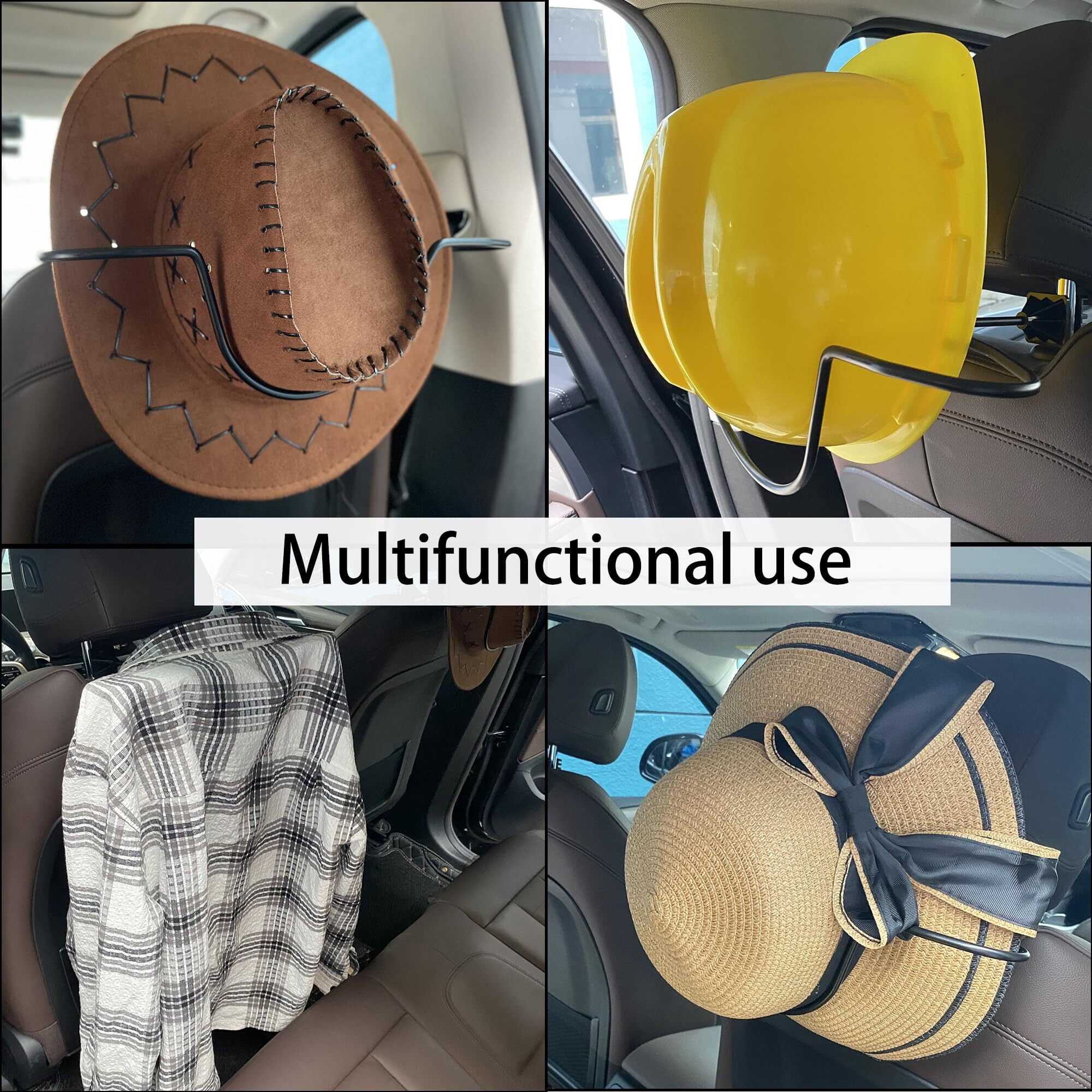 Cowboy Hat Holder for Truck, Car Hat Holder, Cowboy Hat Rack for Truck Suv Car Coat Hanger Hard Hat Holder for Truck Seat Car Accessories