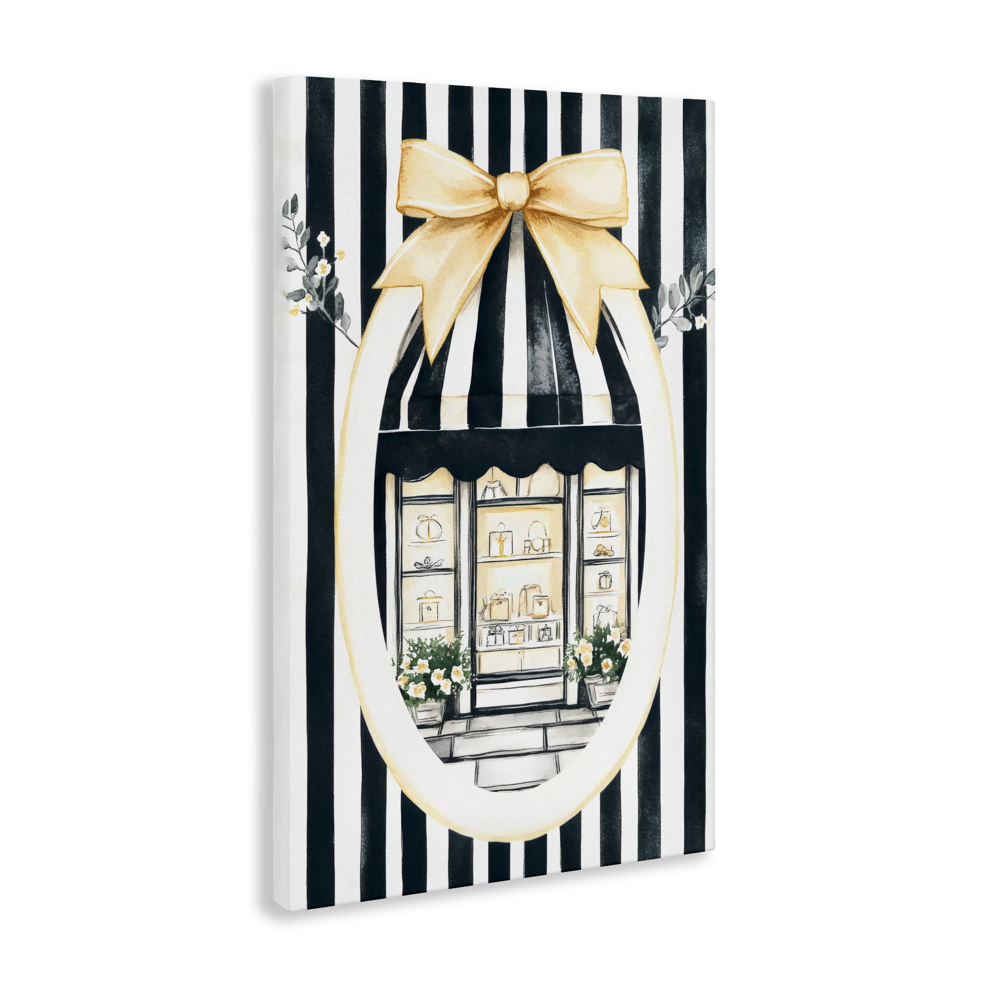 Stupell Industries Maison Striped Boutique Window Canvas Wall Art, design by Petal Prints Design
