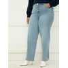 ELOQUII Elements Women's Plus Size Straight Leg Jean With Slit