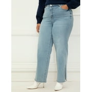 ELOQUII Elements Women's Plus Size Straight Leg Jean With Slit