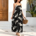 thumbnail image 6 of Lcziwo Womens Spaghetti Strap Backless Dress Tie Back Solid Loose Cami Dress Flowy Summer Beach Lounge Maxi Sundress Black,L, 6 of 8