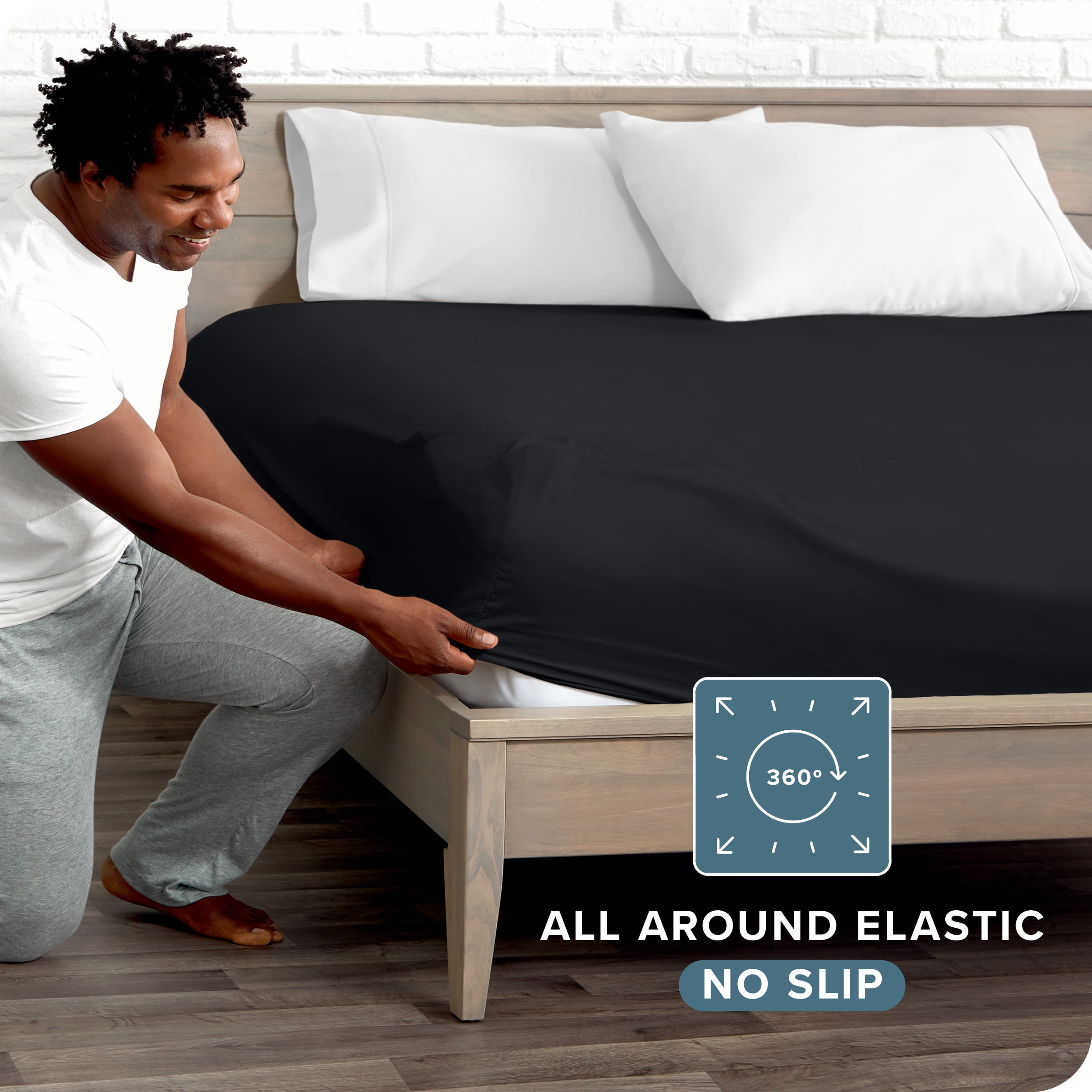 Bare Home Luxury 1800 Collection Fitted Sheet, Ultra-Soft, Deep Pocket, California King, Black
