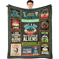 Alien Gifts - Alien Gifts for Men - Alien Gifts for Teen Boys - UFO Gifts - Gifts for Alien Lovers - Ancient Aliens Merchandise - Alien Stuff Throw Blanket 50x60