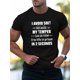 thumbnail image 1 of 1pc 100% Cotton Humorous Letter Print Round Neck Short-Sleeved T-Shirt - Casual, Fashionable, Comfortable, Breathable and Lightweight Summer Top, 1 of 6