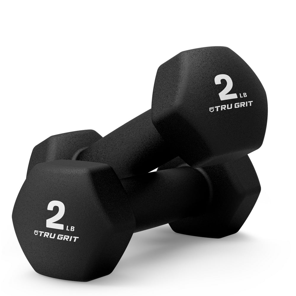 Tru Grit Fitness Set Of 2 Neoprene Hex Dumbbell 2 Lb. Hand Weights