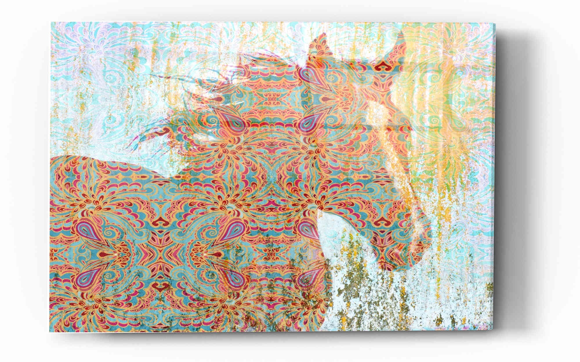 Colorful Patterned Horse Canvas Wall Art, 16" x 12"
