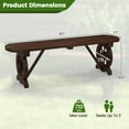 thumbnail image 3 of Gymax Banc Rustique en Bois avec Base de Roue de Chariot, Siège à Lattes, Capacité Maximale de 710 Lb pour Patio, 3 of 4
