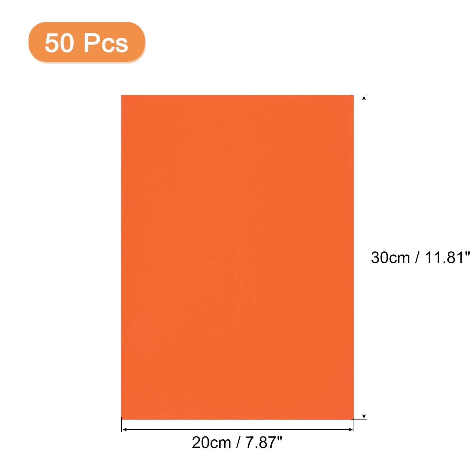 Uxcell 50 Sheets 7.87" x 11.81" Colored Sticker Paper Printable 250gsm Dark Orange