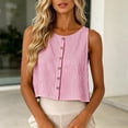 thumbnail image 2 of Gpoecd Camisole à Rayures à Col Ras du Cou pour la Plage, Sans Manches, Courte, Blouse pour l'Été Décontracté, Chemise, Camisole Grande Taille pour Femmes, Rouge, TTTG, 2 of 7
