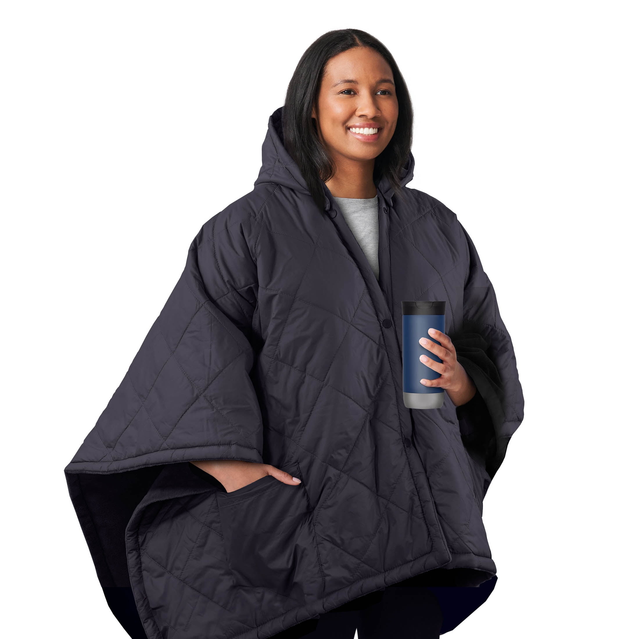 (6 pack) Sunbeam On-The-Go Outdoor Throw Charcoal Nylon Microplush, 4 Heat Settings, Cordless Heated Blanket, 50" x 60"