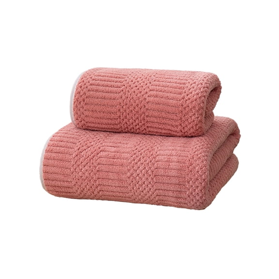 JOGZMZ Coral Fleece Towel Set 2-Piece, Plush & Quick-Dry Bath & Face Towels, 13.8x29.5in & 27.6x55.1in