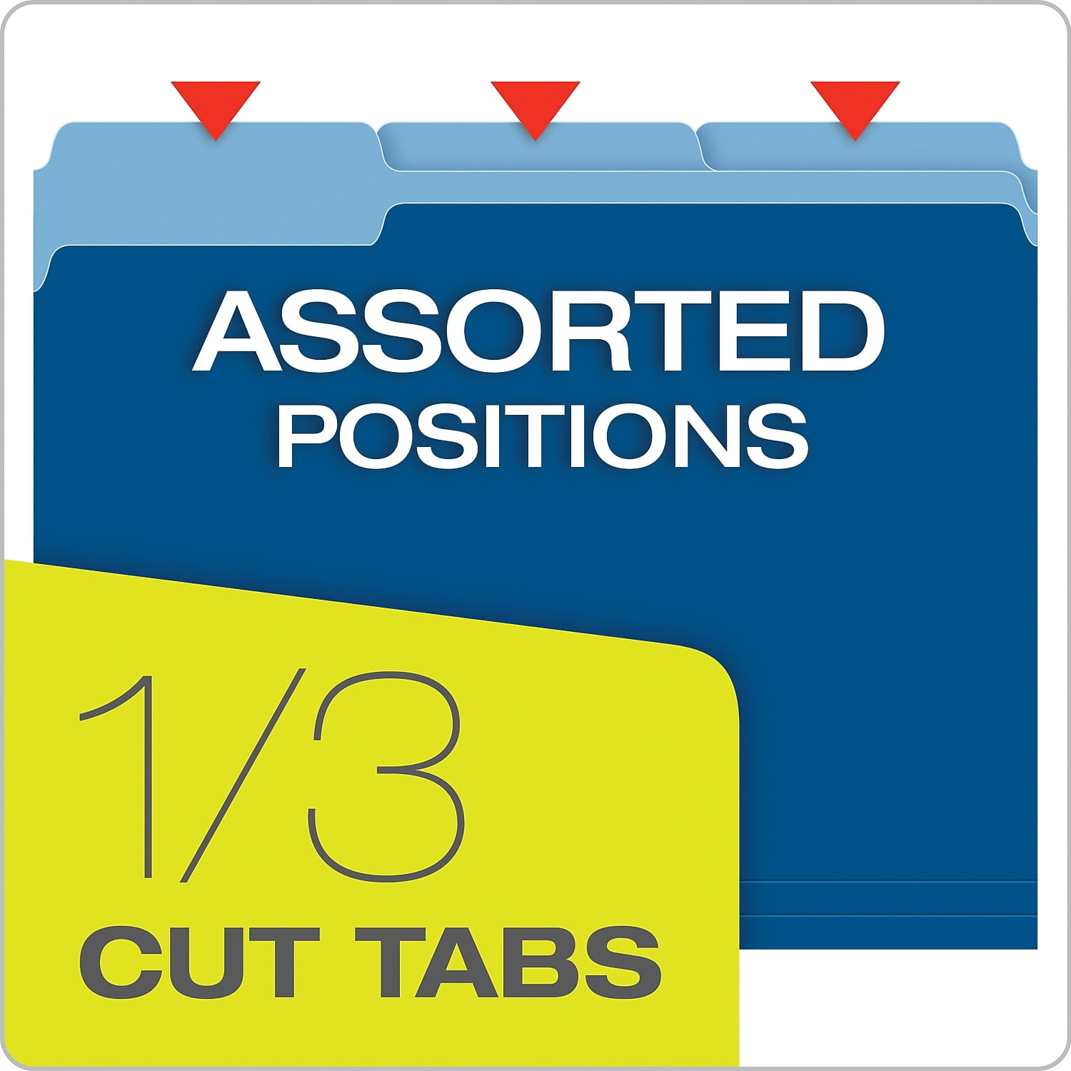 Pendaflex Two-Tone File Folder, Letter Size, 1/3 Cut Tabs, Navy, Pack of 100