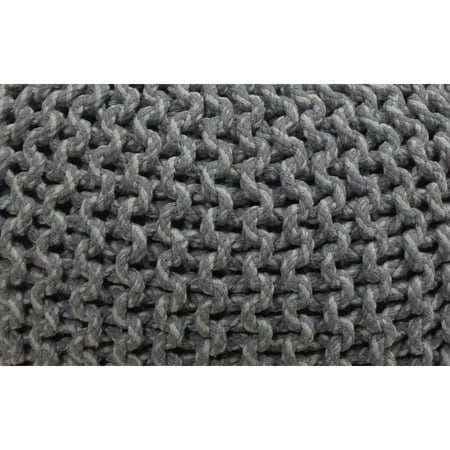 Simpli Home - Nikki Round Contemporary Polystyrene/Knitted Cotton Pouf - Blue/Navy Blue