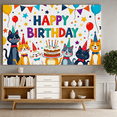 thumbnail image 5 of Cute Cat Themed Happy Birthday Background Backdrop Banner for Birthday Party Decorations Photography Props Photo Booth Decors, 5 of 8