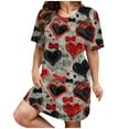 thumbnail image 2 of Zorckvet Womens Heart Print Nightgowns Short Sleeve Sleepshirts Plus Size Soft Valentine's Day Trendy Comfortable Nightshirts for Women, 2 of 5