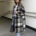 thumbnail image 6 of Ghalytn Women's Plaid Mid Long Coat Notched Lapel Single Button Long Sleeve Tartan Overcoat with Pockets, 6 of 9