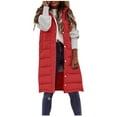 thumbnail image 2 of iHPH7 Winter Vest for Women Long Coat Women Hooded Vest Womens Long Winter Coat Sleeveless Puffer Vest Women Casual Outerwear Sleeveless Vest for Women Red 4XL, 2 of 6