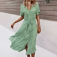 thumbnail image 1 of TopLLC Robe Sans Manches à Col Rond pour Femmes, Robe d'Été Décontractée à Manches Courtes avec Boutons et Lacets, 1 of 6
