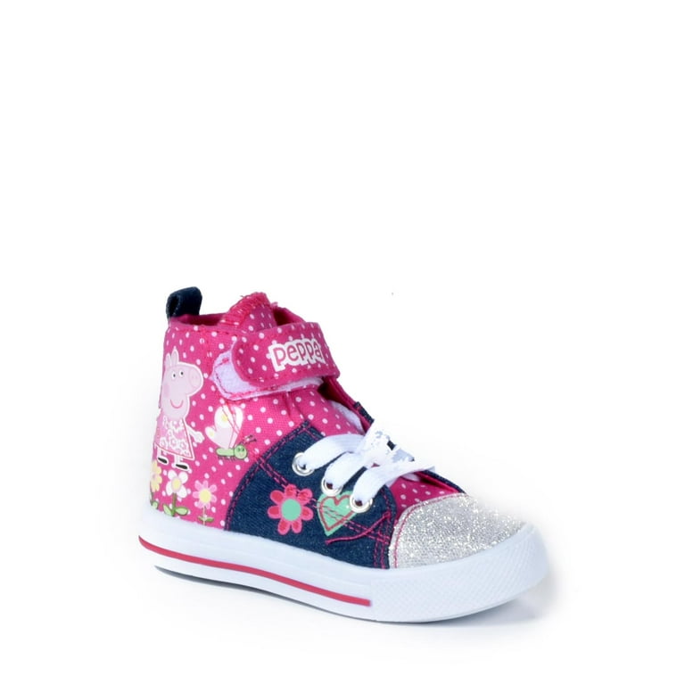 Peppa Pig Girls Denim and Pink Toddler High Top Sneakers Sizes 7 8 9 10 Walmart