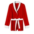 thumbnail image 6 of TiaoBug Men's Velvet Christmas Santa Claus Robe Bathrobe Nightwear Pajamas Top White L, 6 of 7