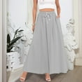 thumbnail image 5 of WTOBBY Women's Solid Color Flowy Flared Maxi Skirt with Ruffle Hem, A-Line Elastic Waist Elegant Tiered Layered Bohemian Long Skirt for Casual Wear, Spring and Summer Fashion,Light Gray XL, 5 of 5
