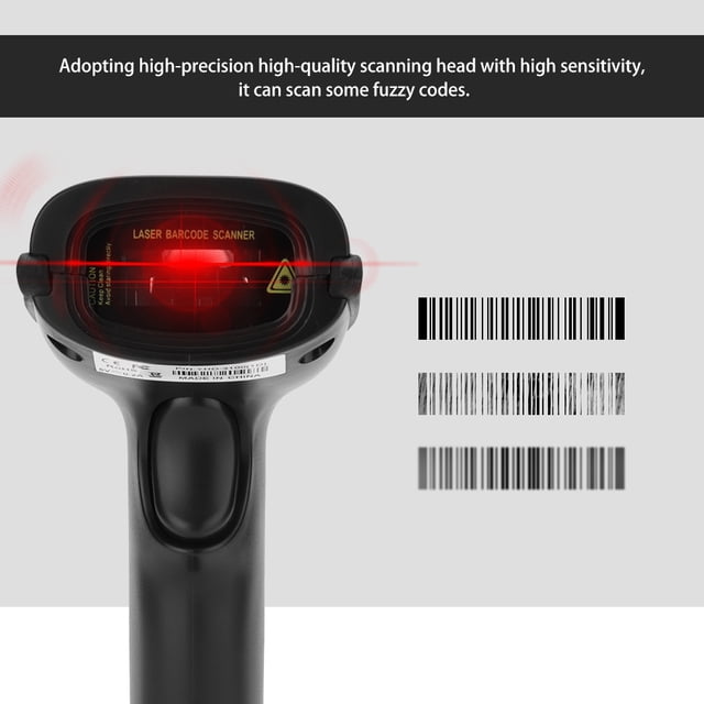 Lector de Código de Barras Láser Inalámbrico Bling Bling 2,4 GHz Color Negro