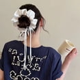 thumbnail image 2 of 2 Pcs Extra Large Scrunchies for Women Large Pearl Scrunchie Satin Oversized Silk Thick Elastic Hair Ties Jumbo Hair Scrunchies for Buns, Sleep & Ponytail, 2 of 3
