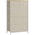 thumbnail image 1 of 5-Fabric Drawer Storage Tower Dresser, Camel Yellow/Cream White, 1 of 8