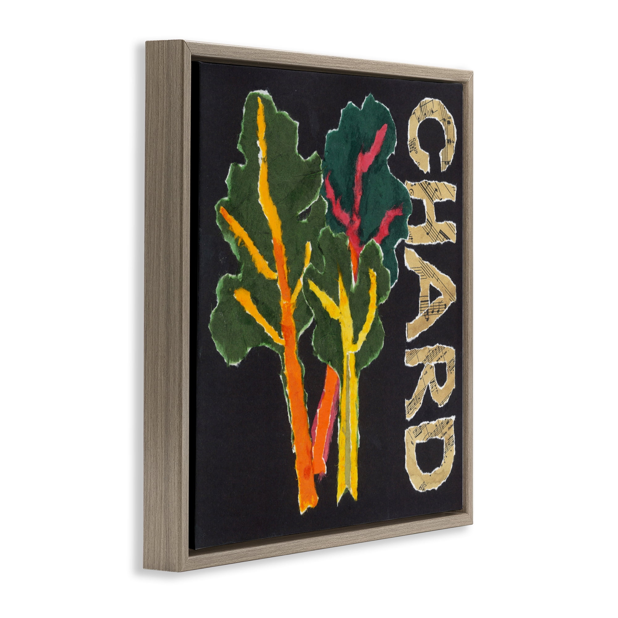 Stupell Industries Chard Leafy Vegetable Brown Framed Floater Canvas Wall Art, design by Nancy Overton