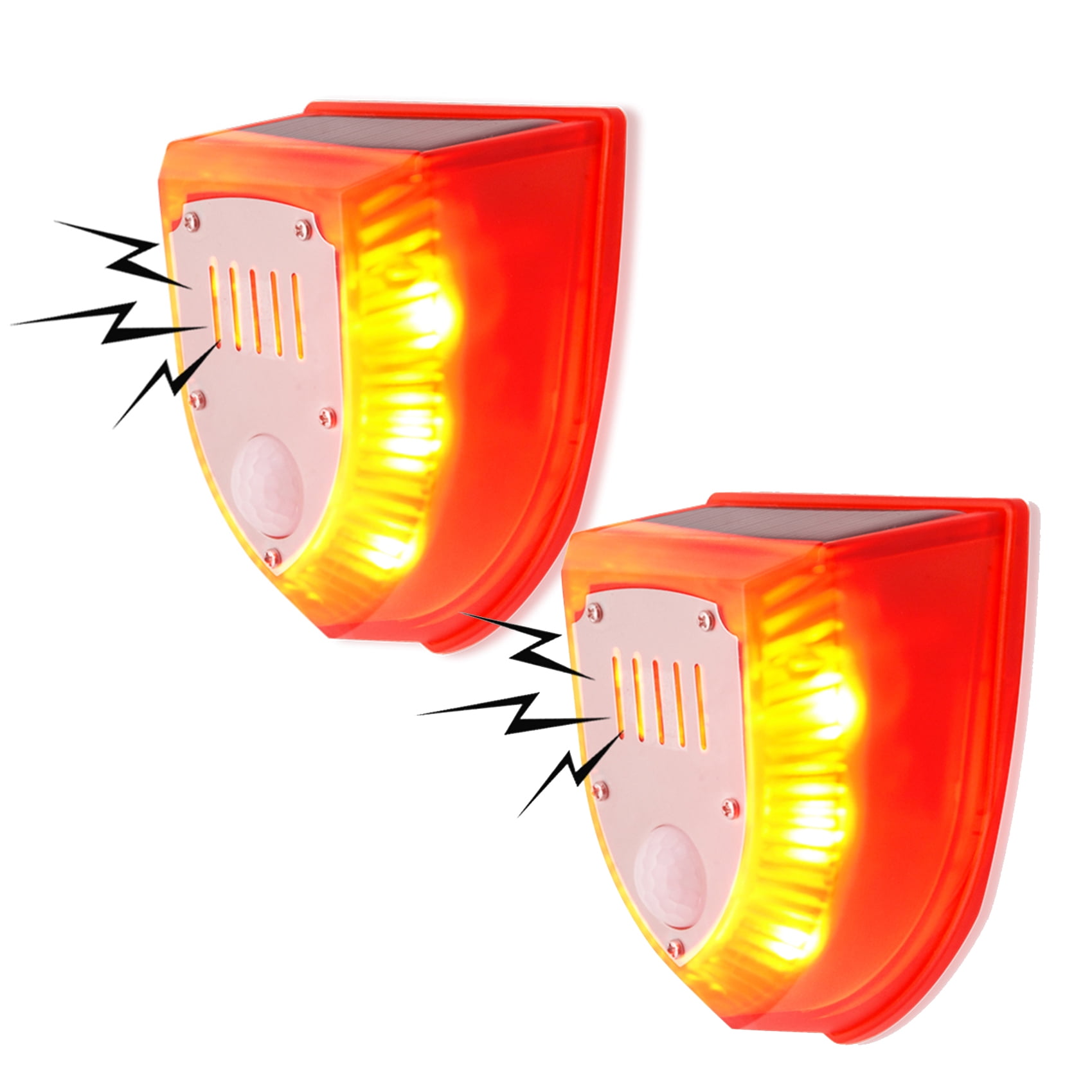 LAFEINA 2 Pack Solar Powered Motion Sensor Security Light & Sound Alarm