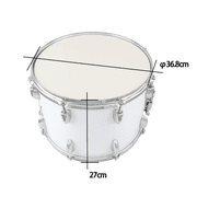 Hassch 14 x 10 Marching Snare Drum with Drumsticks, Key & Adjustable Strap for Percussion Performance & Parade, White