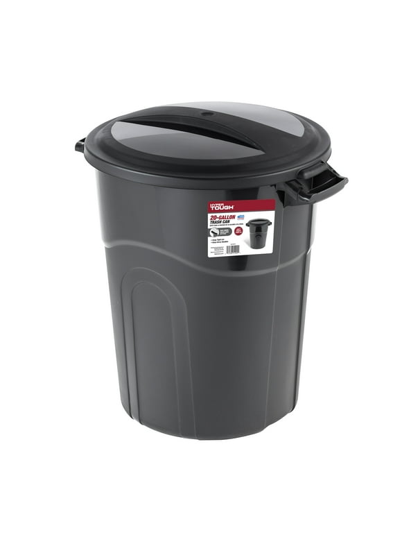Hyper Tough 20 Gallon Heavy Duty Plastic Garbage Can, Included Lid, Black