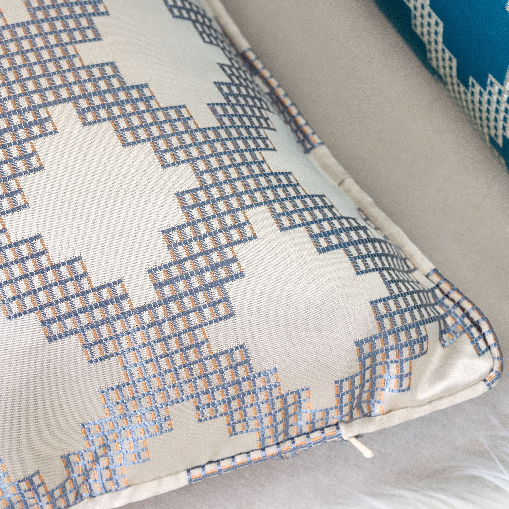 Emelyn Silver Geometric Polyester 20 in. x 20 in. Throw Pillow
