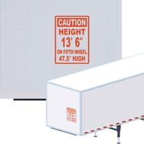 Caution Height 13'6" On Fifth Wheel 47.5" High Vinyl Decal Sticker - High Trailer Sign Truck Safety Decal for Dry Van and Reefer Trailers Caution Clearance Height Sign (10" x 14", Orange)