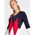 thumbnail image 2 of Tommy Hilfiger Women's Cotton Colorblocked Argyle Sweater Blue Size Medium, 2 of 3