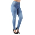 thumbnail image 3 of Fashion2Love Women's Juniors Colombian Design Butt Lift Push Up Mid Waist Skinny Jeans, 3 of 10