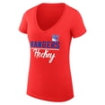thumbnail image 2 of Women's G-III 4Her by Carl Banks Red New York Rangers Super-Slim Fit Lightweight Graphic V-Neck T-Shirt, 2 of 3
