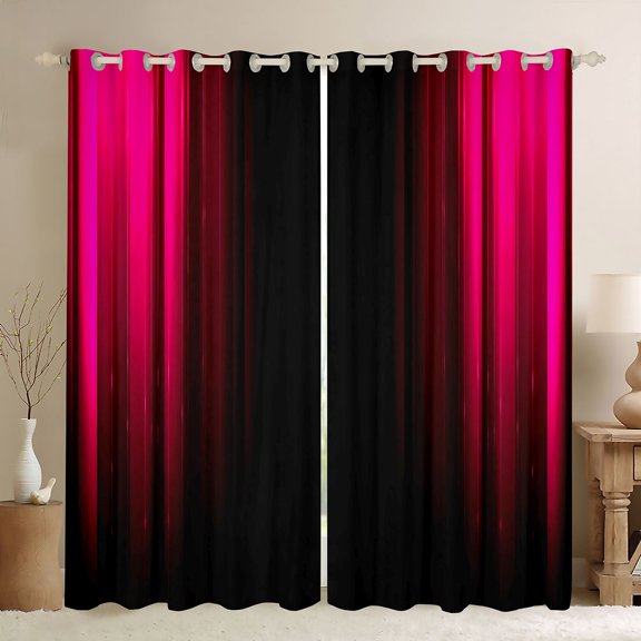 Feelyou Abstract Curtains Pack of 2 (42x84 Each), Red Stripes Lines Curtains Blackout