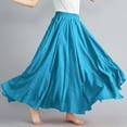 thumbnail image 3 of Women Boho Cotton Linen Maxi Skirt Layer Elastic Waist Long Skirt Summer Flowy Swing Tiered A-Line Skirt, 3 of 5