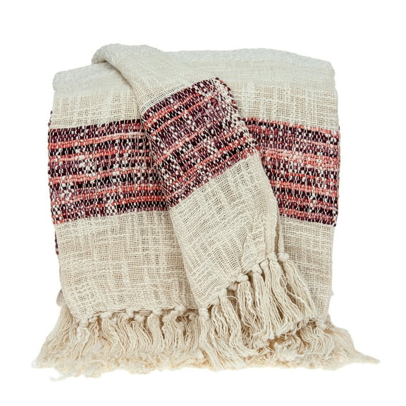 Nassau Collection Beige and Black Wave Patterned Throw Blanket 52" x 67"