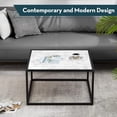 thumbnail image 6 of Square Coffee Table - Modern White Faux Marble Top - Living Room/Office, 6 of 8