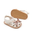thumbnail image 5 of Biezeib Baby Girls Summer Sandals Floral Embroidery Bow Decor PU Leather Hollow Out Non Slip Shoes, 5 of 6