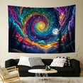 thumbnail image 3 of Blacklight Galaxy Tapestry Trippy Starry Night Tapestries Magical Forest Trees Mountain Tapestry Wall Hanging Background for Bedroom,60Wx40H, 3 of 5