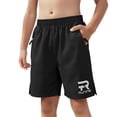 thumbnail image 2 of Pantalones cortos deportivos casuales de cintura elástica de color sólido para niñas, pantalones de poliéster, 2 of 9