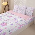 thumbnail image 3 of Metsweet Floral Unicorn Zipper Full Size Comforter Sets with Fitted Sheet and 2 Pillowcases, Flower Bow Zipper Bedding Set, Pink Purple White,4pcs,Pink Reversible, 3 of 6