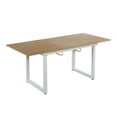 thumbnail image 2 of GZXS 55-70 Inch Expandable Dining Table, Modern Industrial Space-Saving Kitchen Table with Metal Legs & MDF Top, for Dining Room or Living Room (Oak+White), 2 of 7