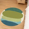 thumbnail image 5 of Cream and Green Round Area 13x13, for Hallways, Bedroom, Handmade Carpet, Geometric rugs, 5 of 6