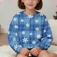 thumbnail image 5 of Lorytime Girls Sweatshirts for Kids Boys Christmas Snowflakes Plaid Shirt Crew Neck Long Sleeve Pullover Cute Tops Blue, 5 of 7
