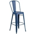 thumbnail image 2 of Flash Furniture Commercial Grade 30" High Distressed Antique Blue Metal Indoor-Outdoor Barstool with Back, 2 of 11