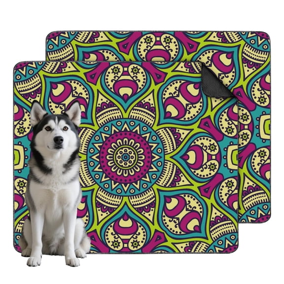 Premium Mandala Washable Pee Pads for Dogs 35" x41", Reusable Potty Pads with Non-Slip Backing, for Indoor Training on All Floor Surfaces.